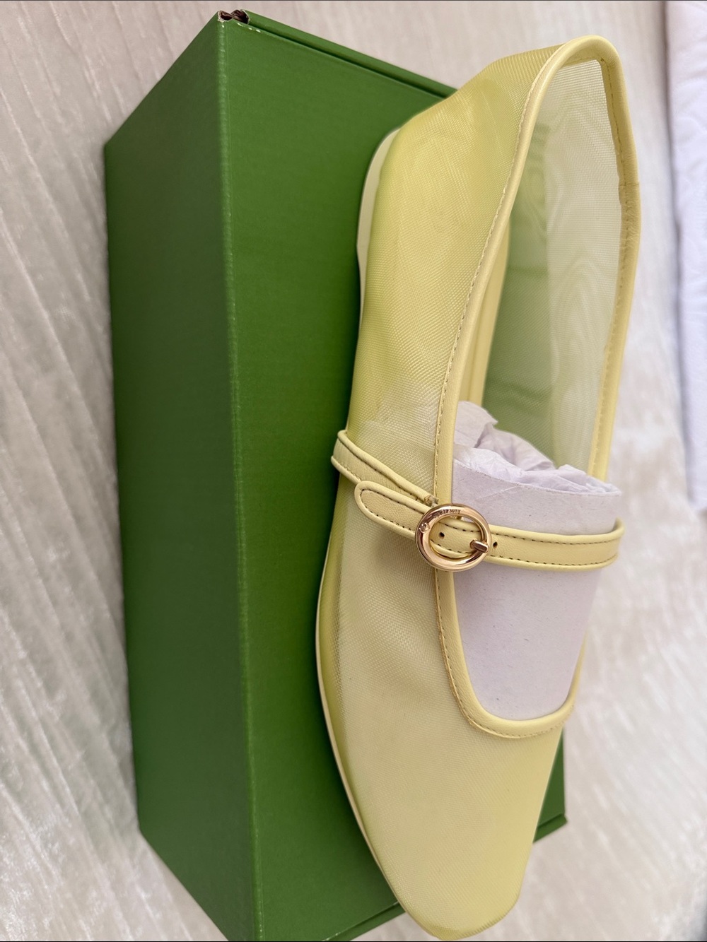 kate spade Pale Yellow Ballet Flat with Gold Buckle
